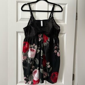 Cacique Black Lace Detail Nighty with Floral Pattern Size 18/20